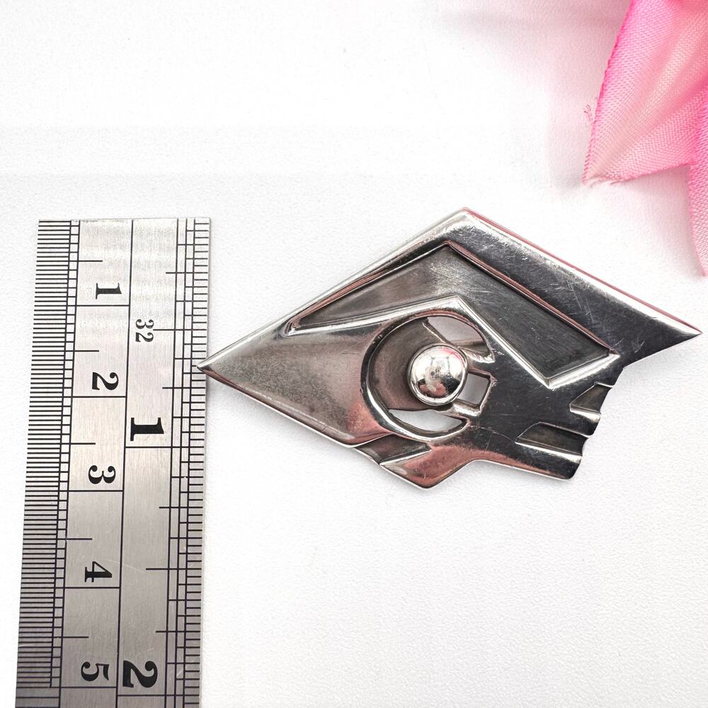 Vintage Modernist Silver Brooch Pin Geometric MCM Tested 14.93 Grams Unique - Picture 4 of 8